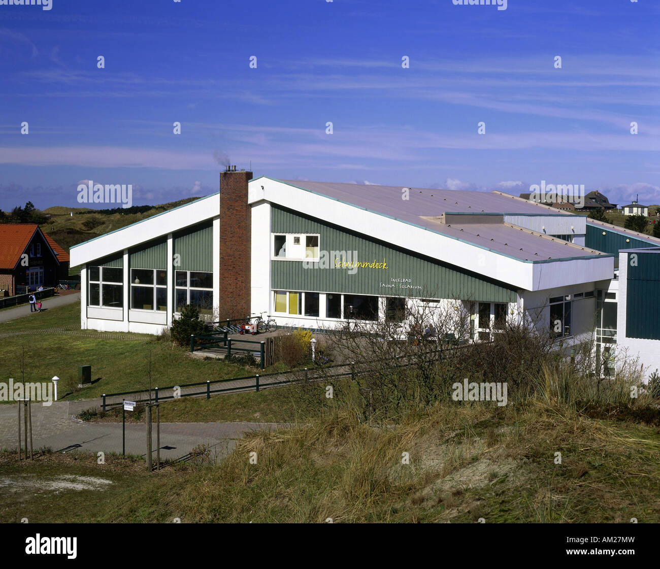 geography / travel, Germany, Lower Saxony, Spiekeroog, buildings, indoor swimming pool 'Schwimmdock', exterior view, Additional-Rights-Clearance-Info-Not-Available Stock Photo