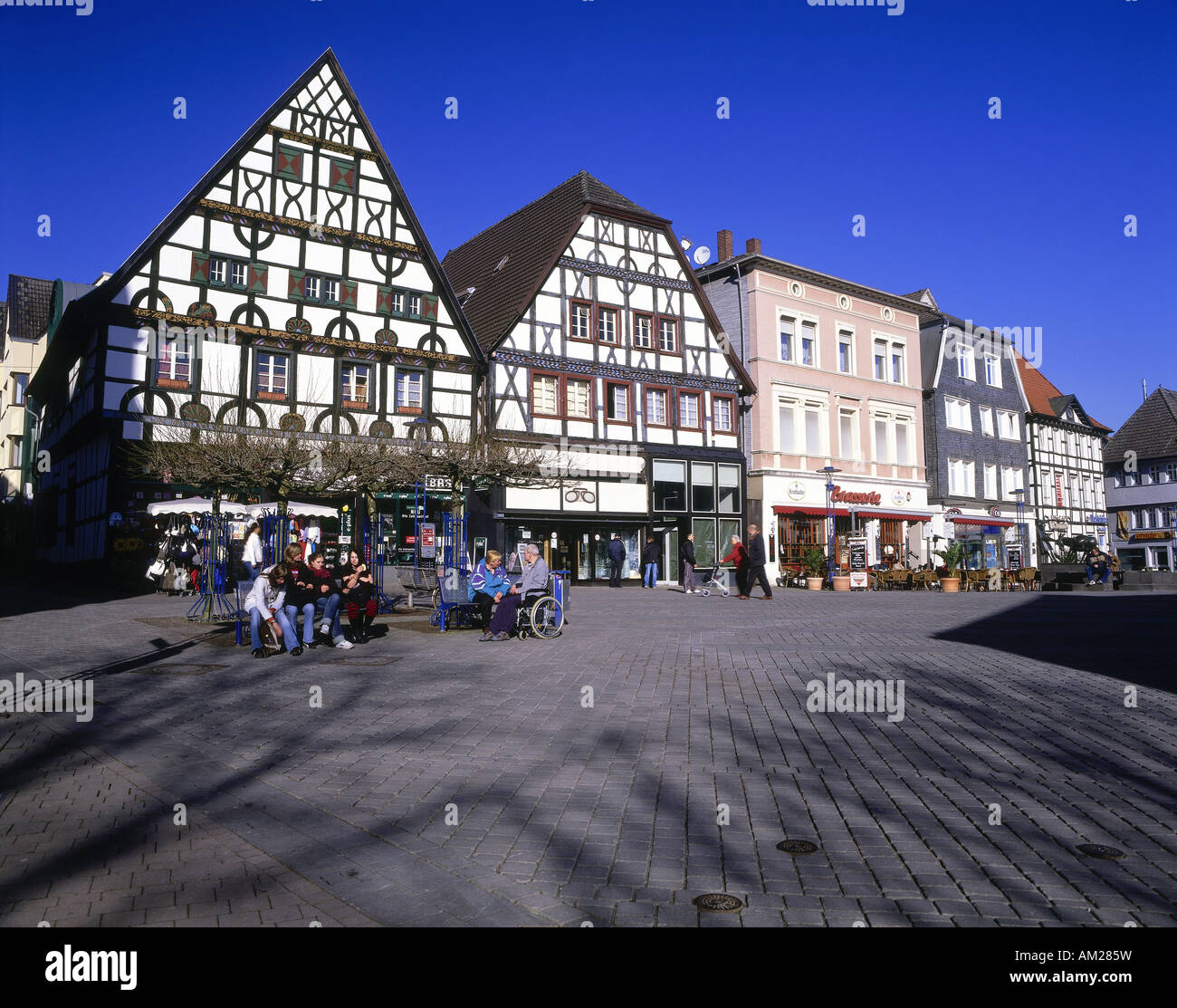 geography / travel, Germany, North Rhine-Westphalia, Unna, squares, marketplace, half-timbered houses, Additional-Rights-Clearance-Info-Not-Available Stock Photo