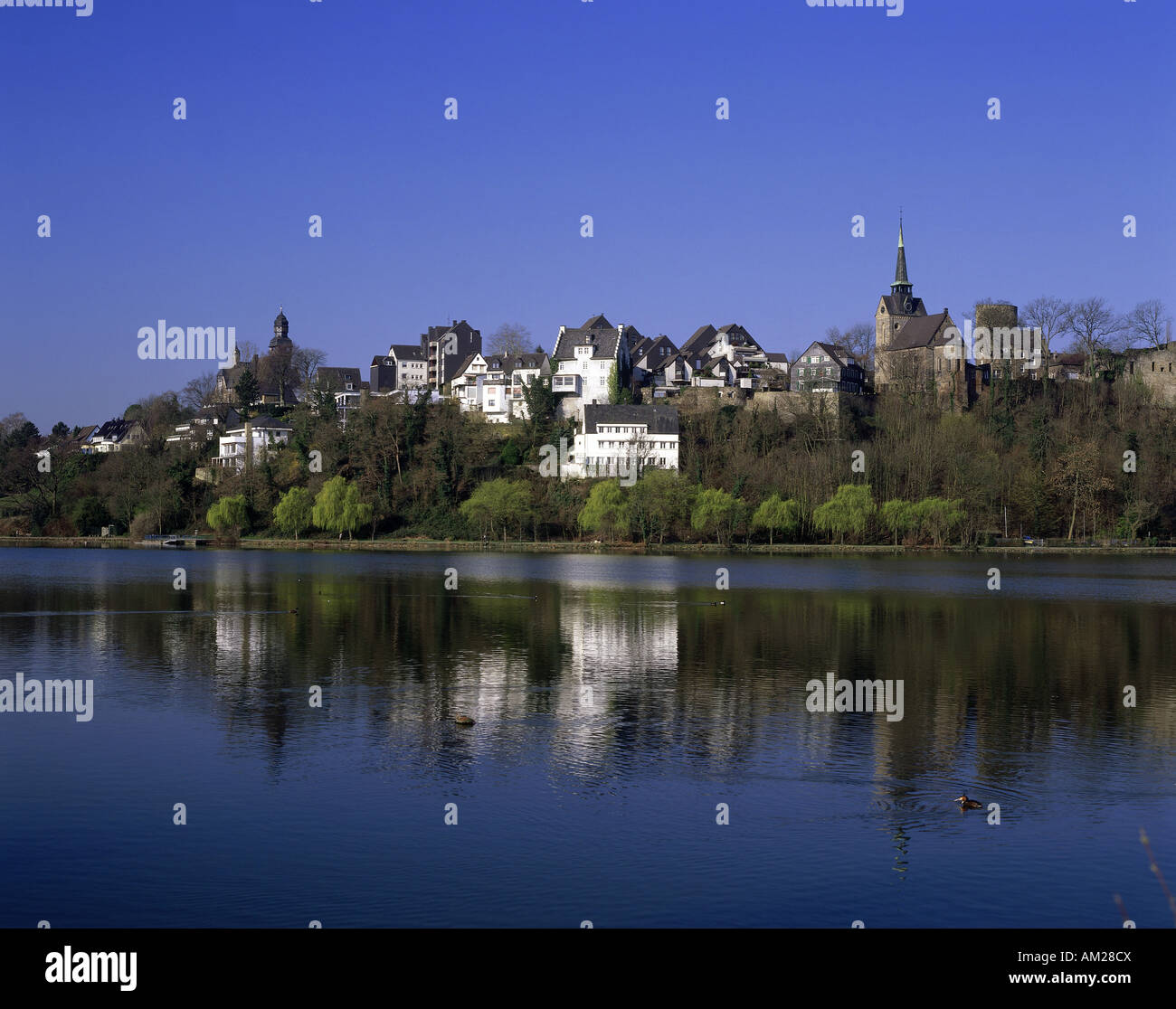 geography / travel, Germany, North Rhine-Westphalia, Wetter (Ruhr), city views / cityscapes, city view with Harkortsee, Additional-Rights-Clearance-Info-Not-Available Stock Photo
