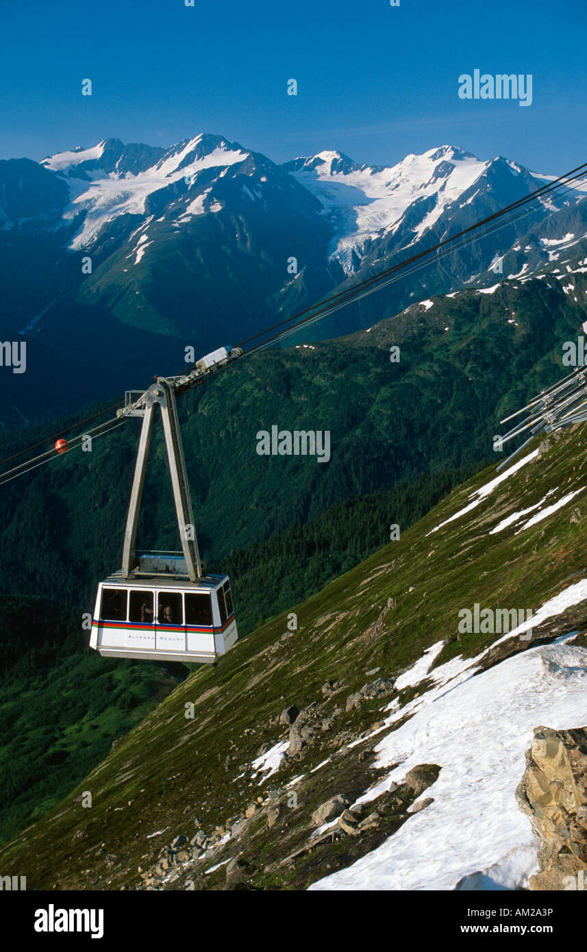 Tram Cable Car at Alyeska resort in summer Girdwood Alaska USA Stock Photo