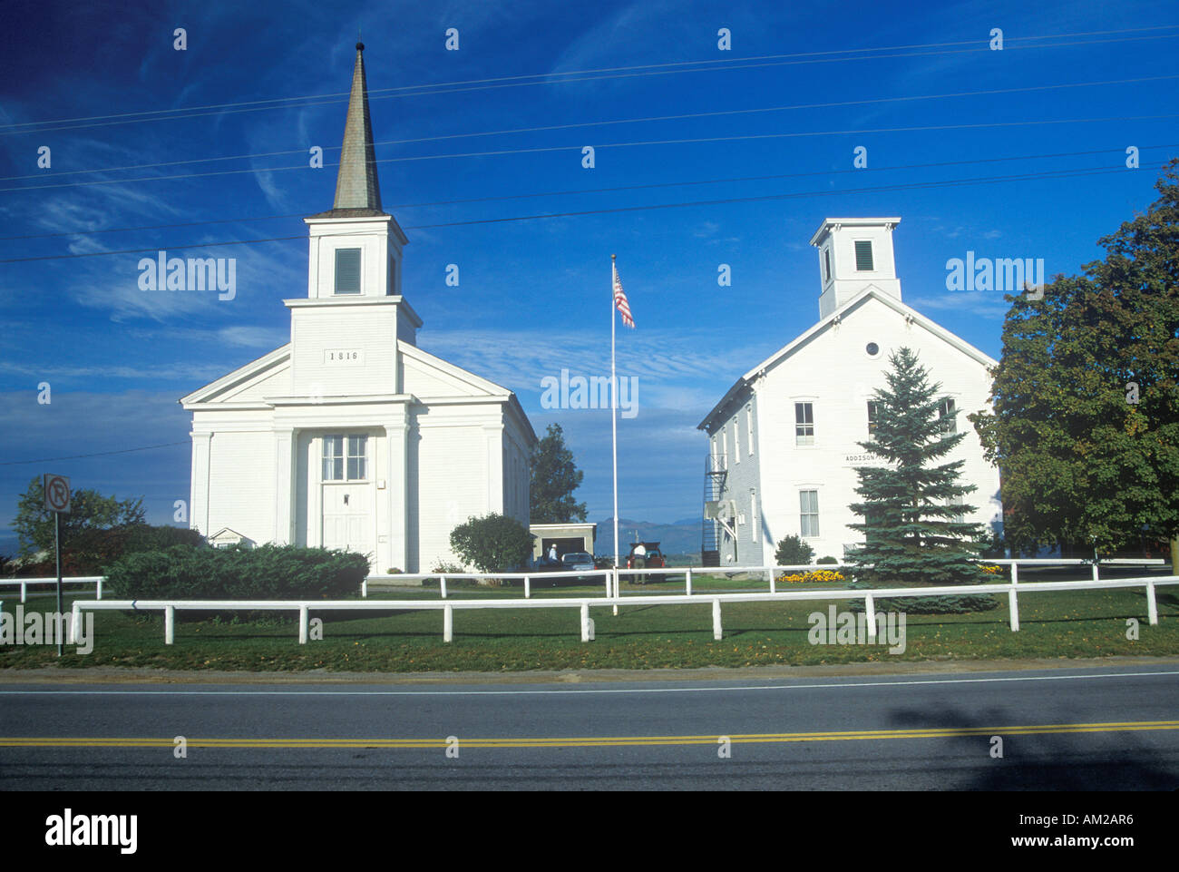 Two churches in Addison Vermont Stock Photo Alamy