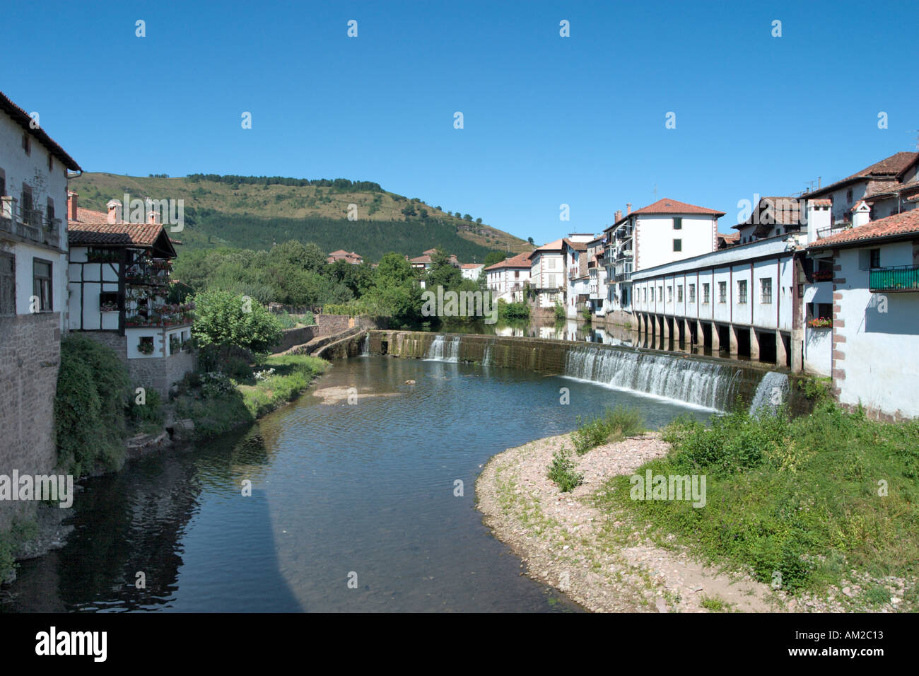 River Baztan, Elizondo, Navarra, Basque Country, Spain Stock Photo
