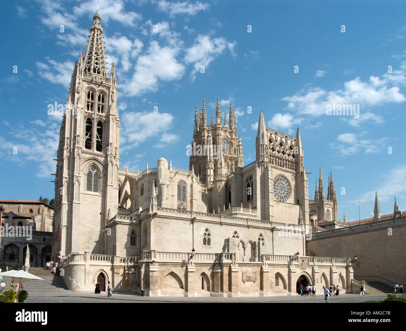 Cathedral and the Plaza Rey San Fernando, Burgos, Castilla y Leon, Spain Stock Photo