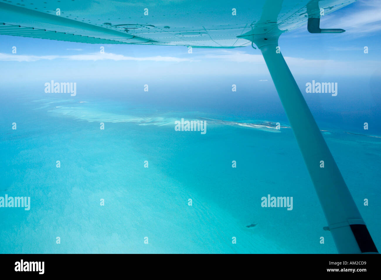Aerial shot of Bimini Islands, from a private plane, Bahamas, Caribbean Stock Photo