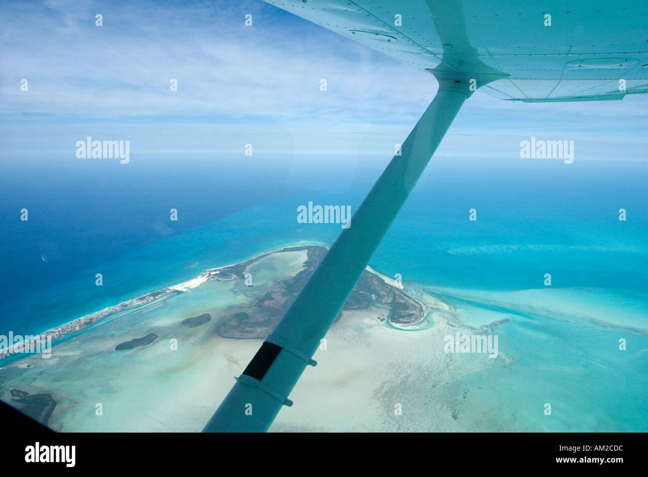 Aerial shot of Bimini Islands, from a private plane, Bahamas, Caribbean Stock Photo