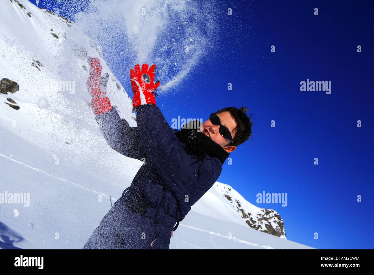 France, Savoie, Meribel, enfant au ski Stock Photo