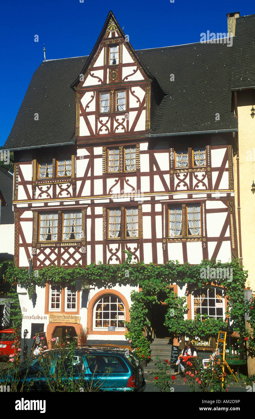 old half-timbered house at Moselkrampen in the River Moselle Valley in Germany Stock Photo