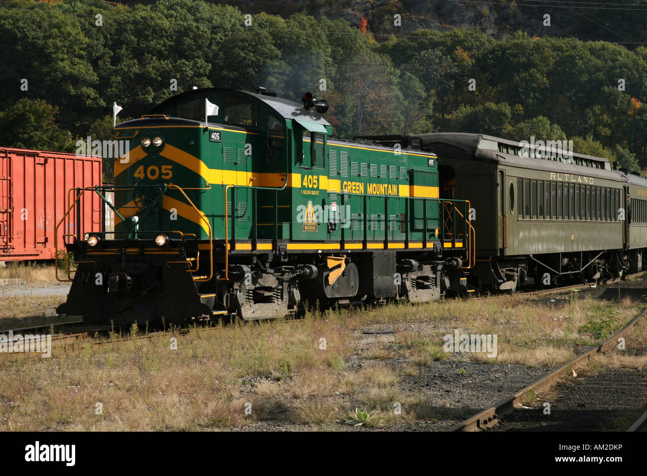 Green Mountain Flyer Tourist Train Bellows Falls Vermont VT USA Stock Photo Alamy
