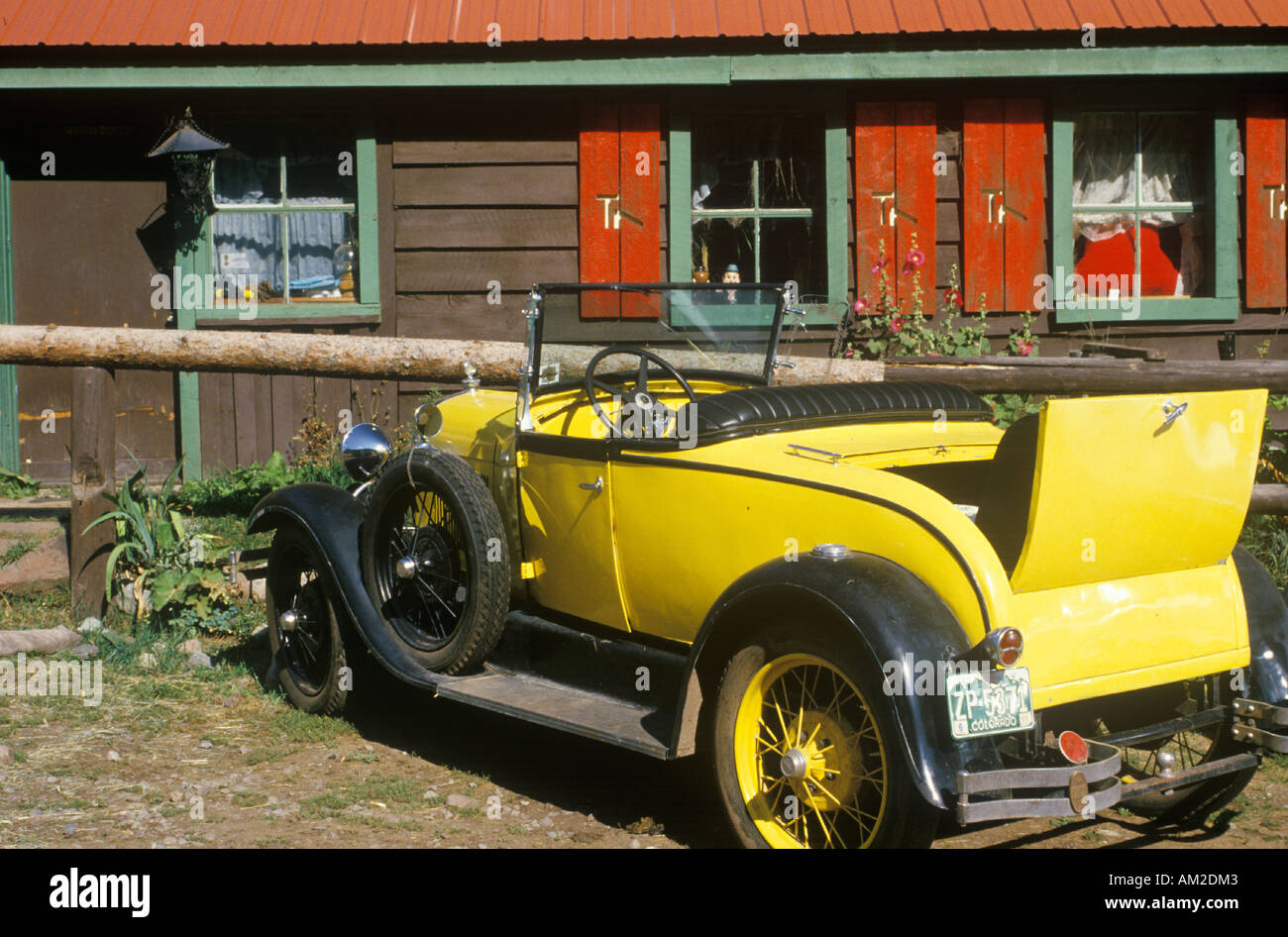 An antique car at the T Lazy 7 Ranch in Aspen Colorado Stock Photo
