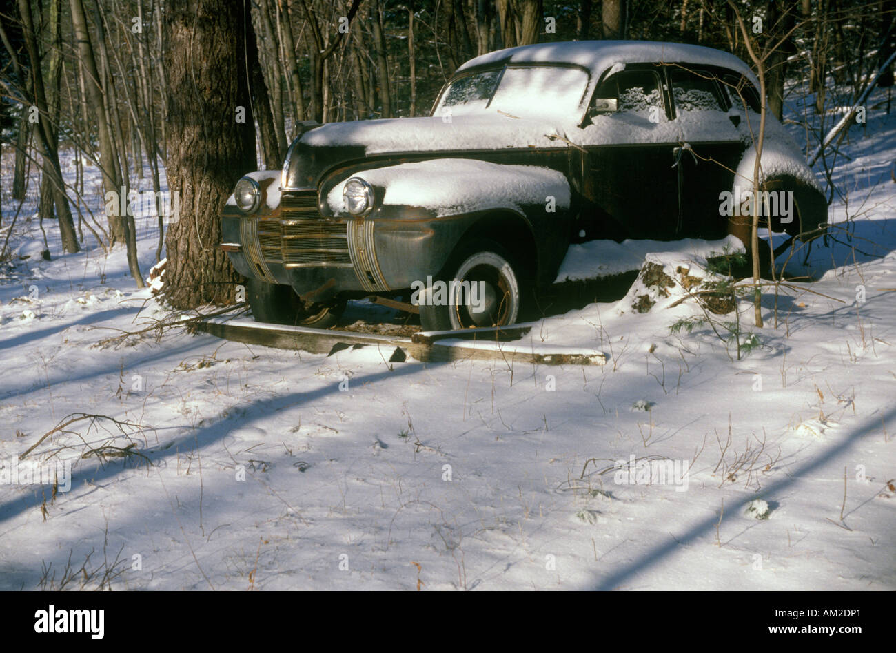 A junk car in Woodstock New York Stock Photo