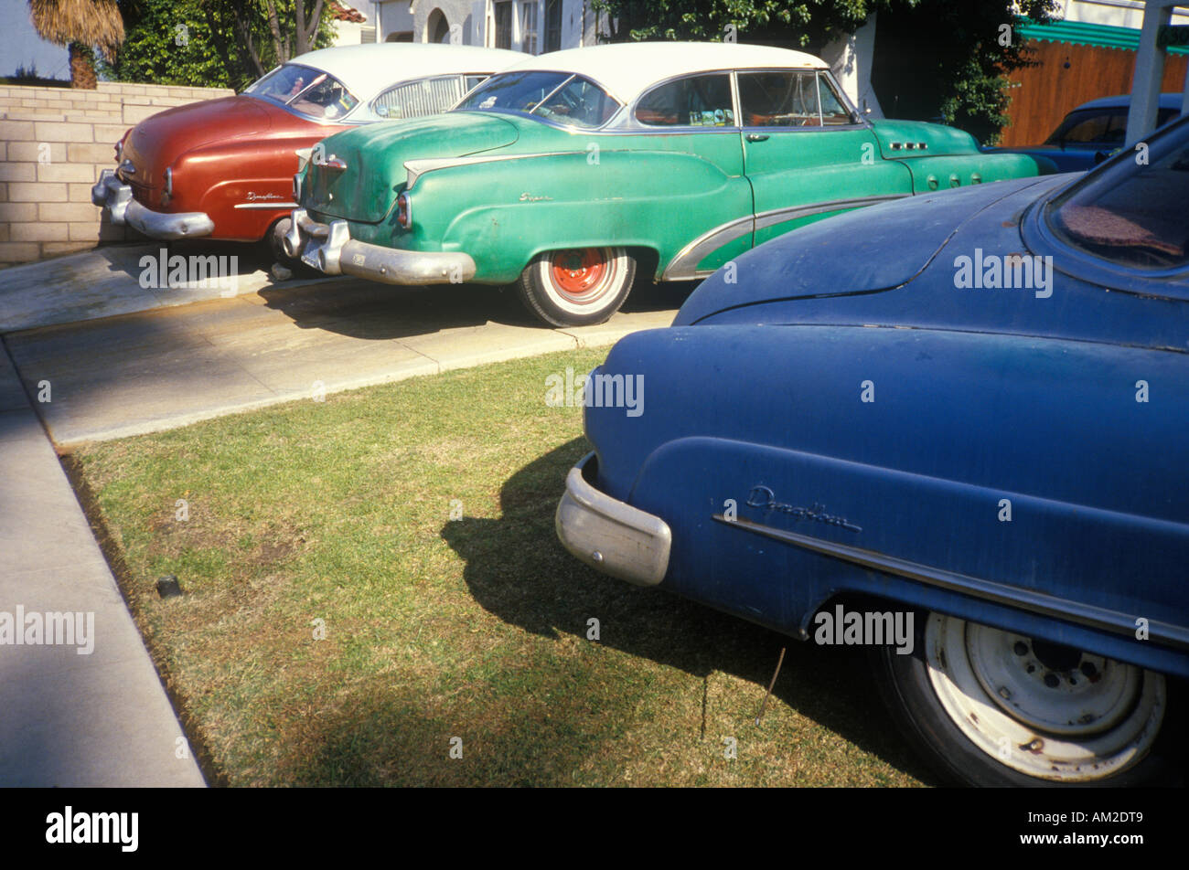 Three General Motor junk cars in Hollywood California Stock Photo
