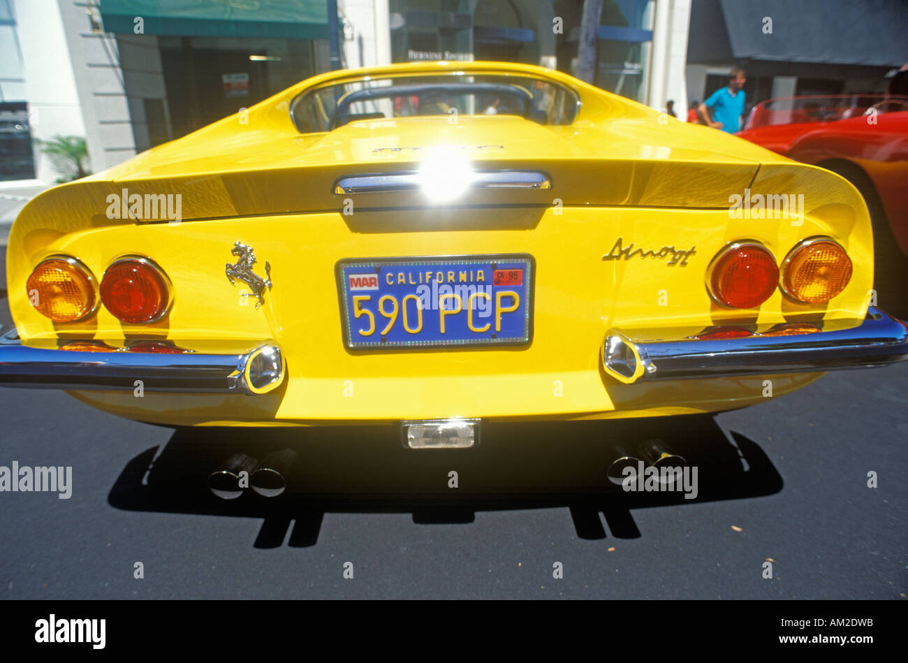 A yellow Ferrari at the Ferrari Sports Car Festival in Beverly Hills California Stock Photo