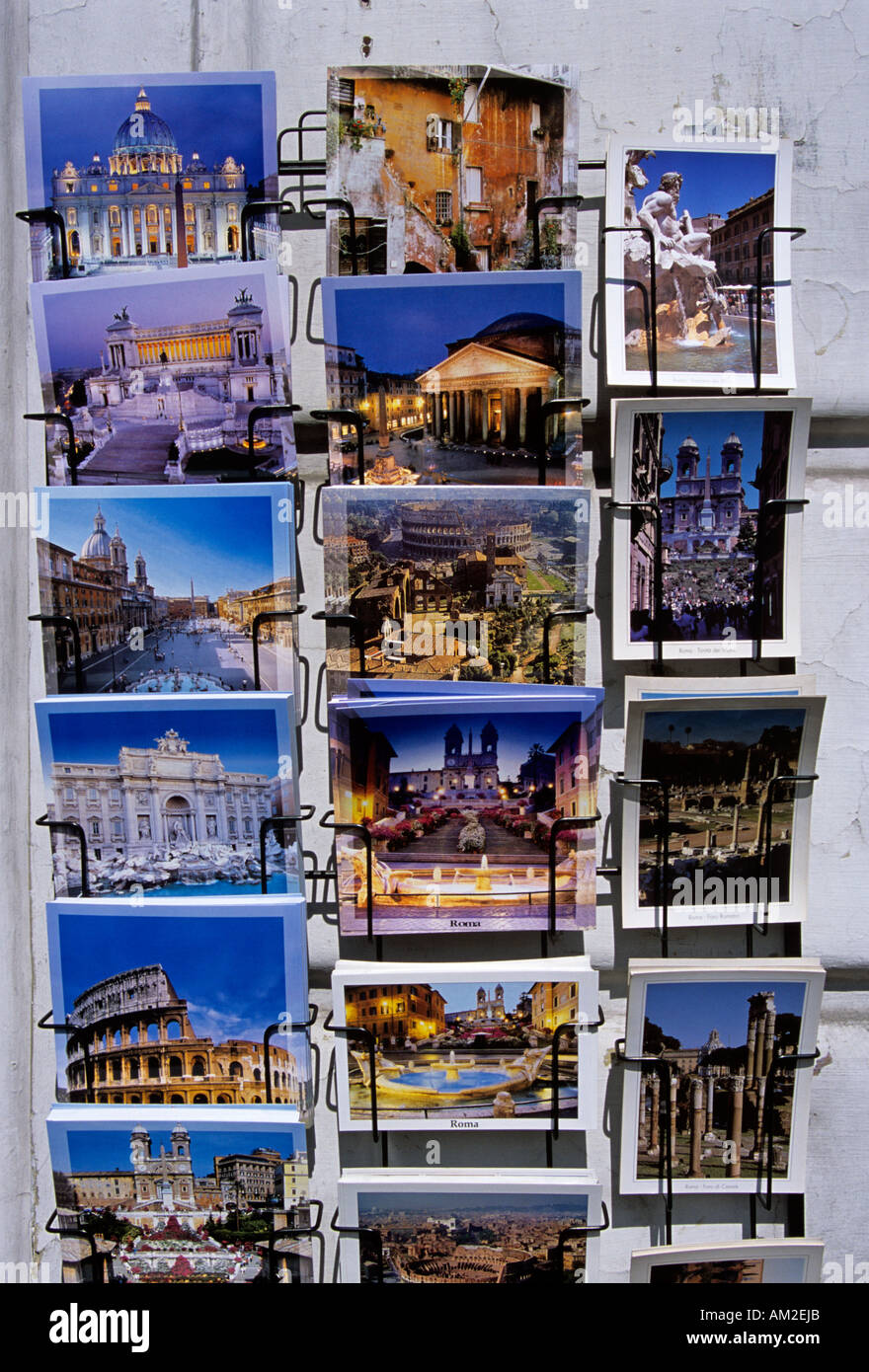 Rome postcards on display, Rome, Italy Stock Photo Alamy