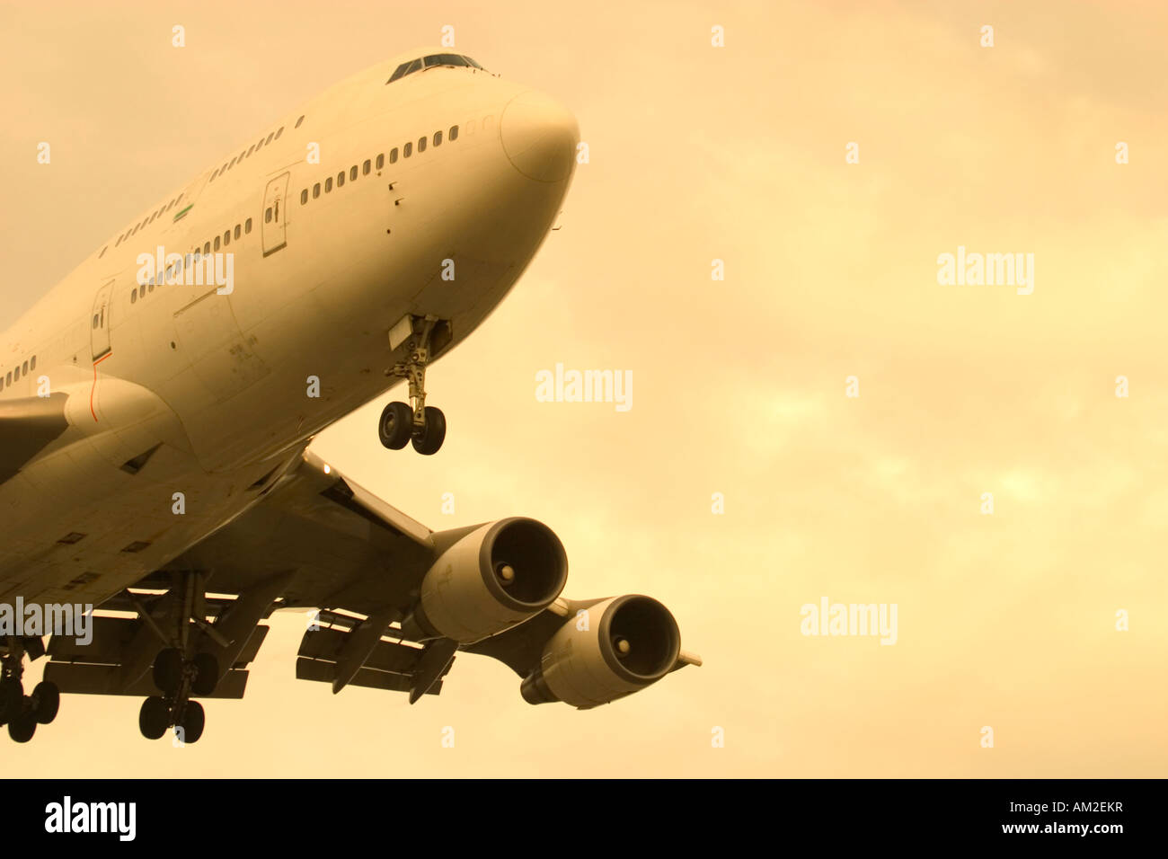 Commercial airliner and copy space Stock Photo