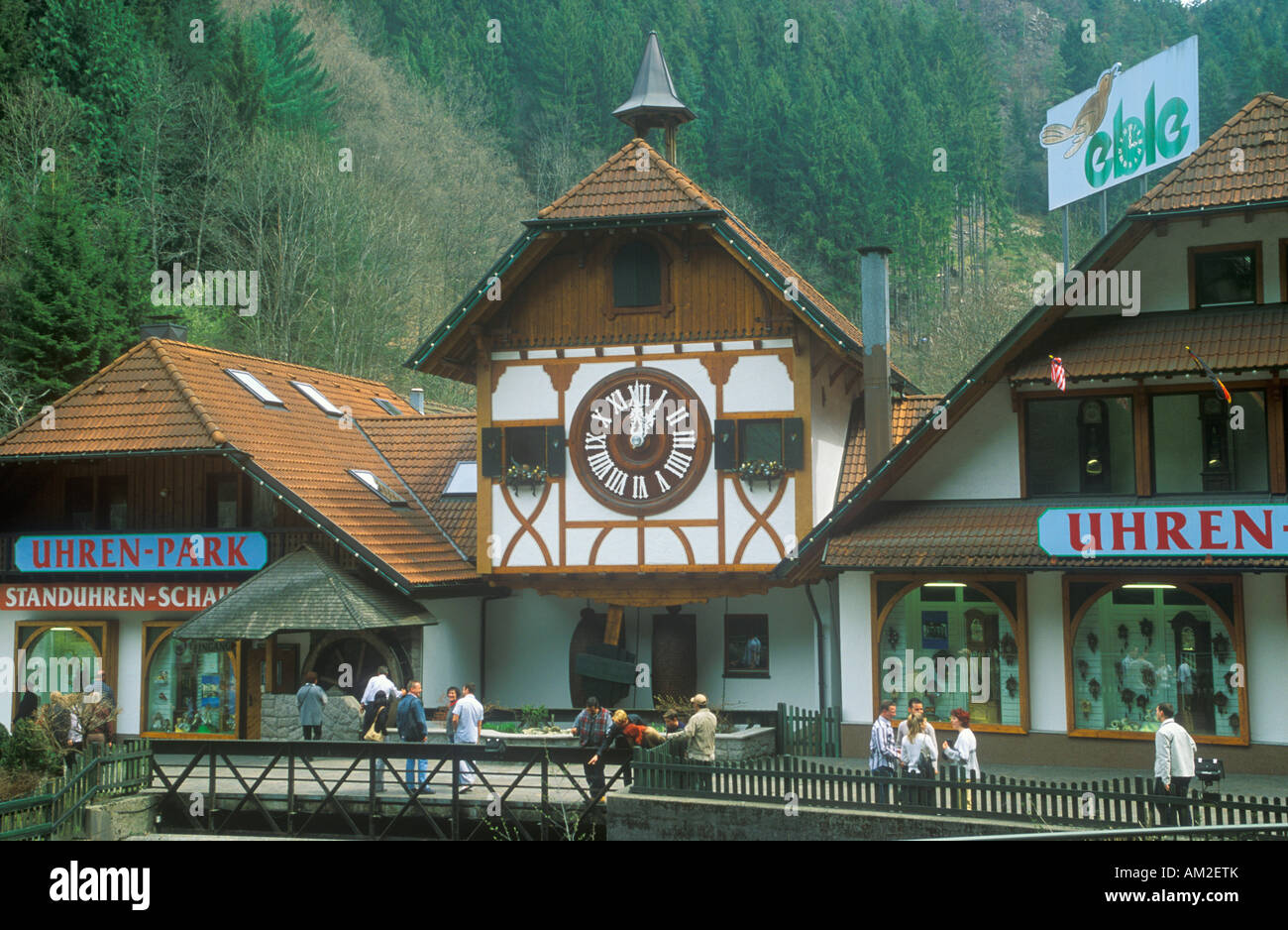 one of the biggest cuckoo clocks in the world can be seen near the town of Triberg in the Black Forest in Germany Stock Photo