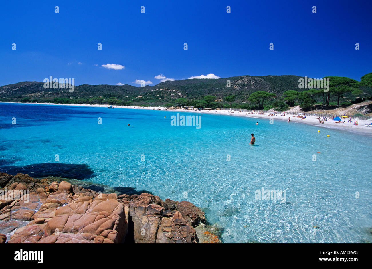 France, Corse du Sud, Palombaggia Beach in the South of Porto Vecchio ...