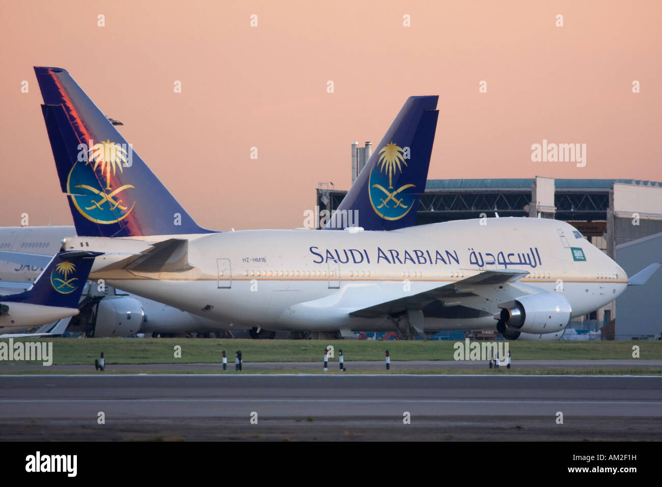 Fleet of Saudi Arabian goverment at London Heathrow Airport UK Stock