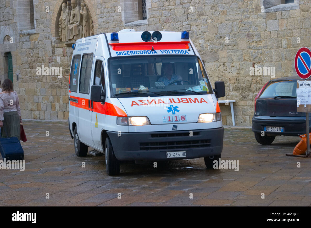 Ambulance in Volterra Tuscany Italy Stock Photo