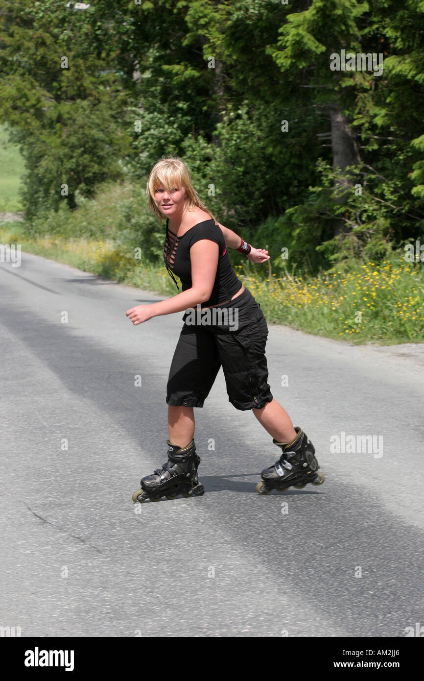 girl with inline skates Stock Photo