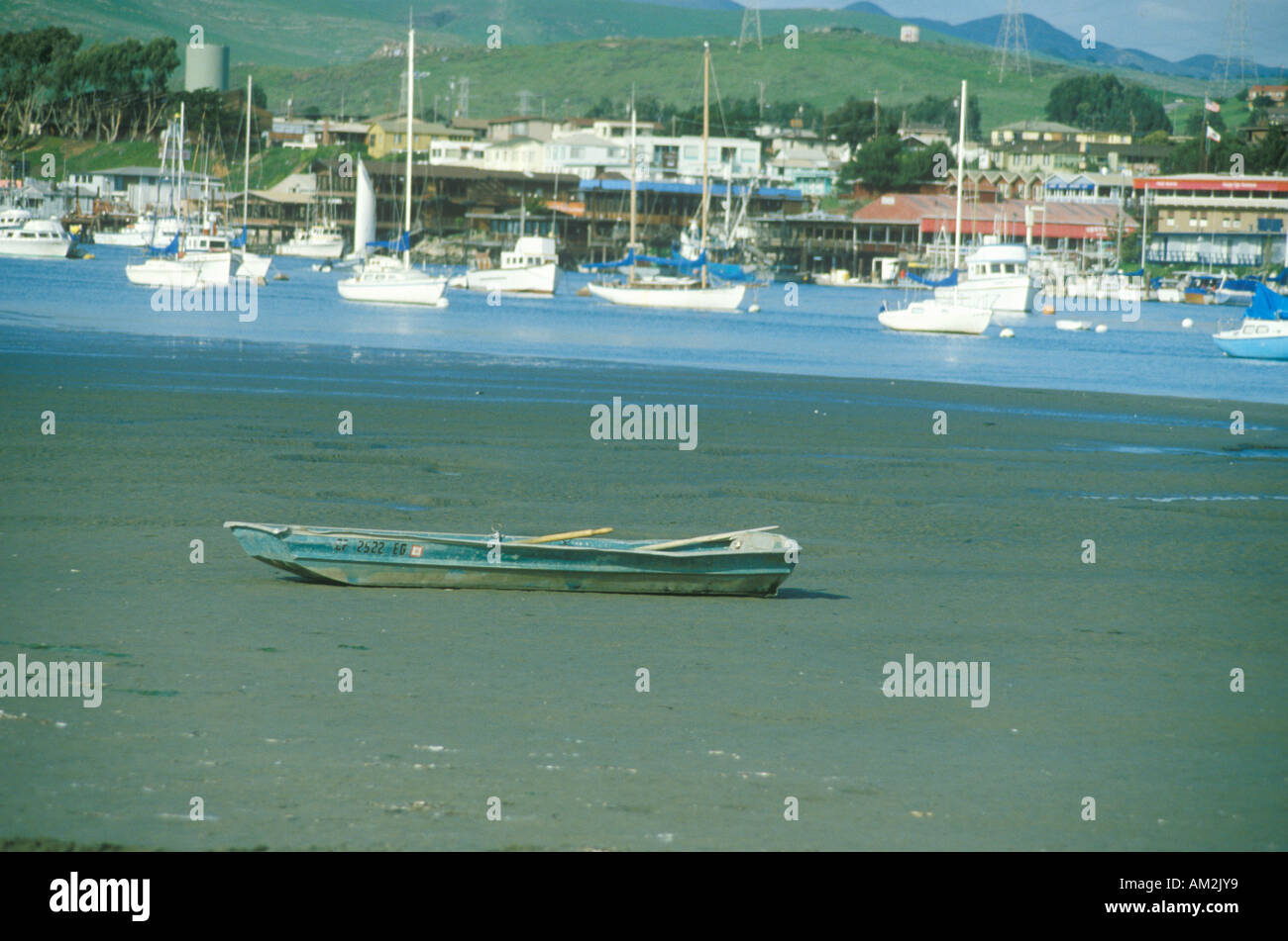A washed up boat in Morro Bay California Stock Photo Alamy