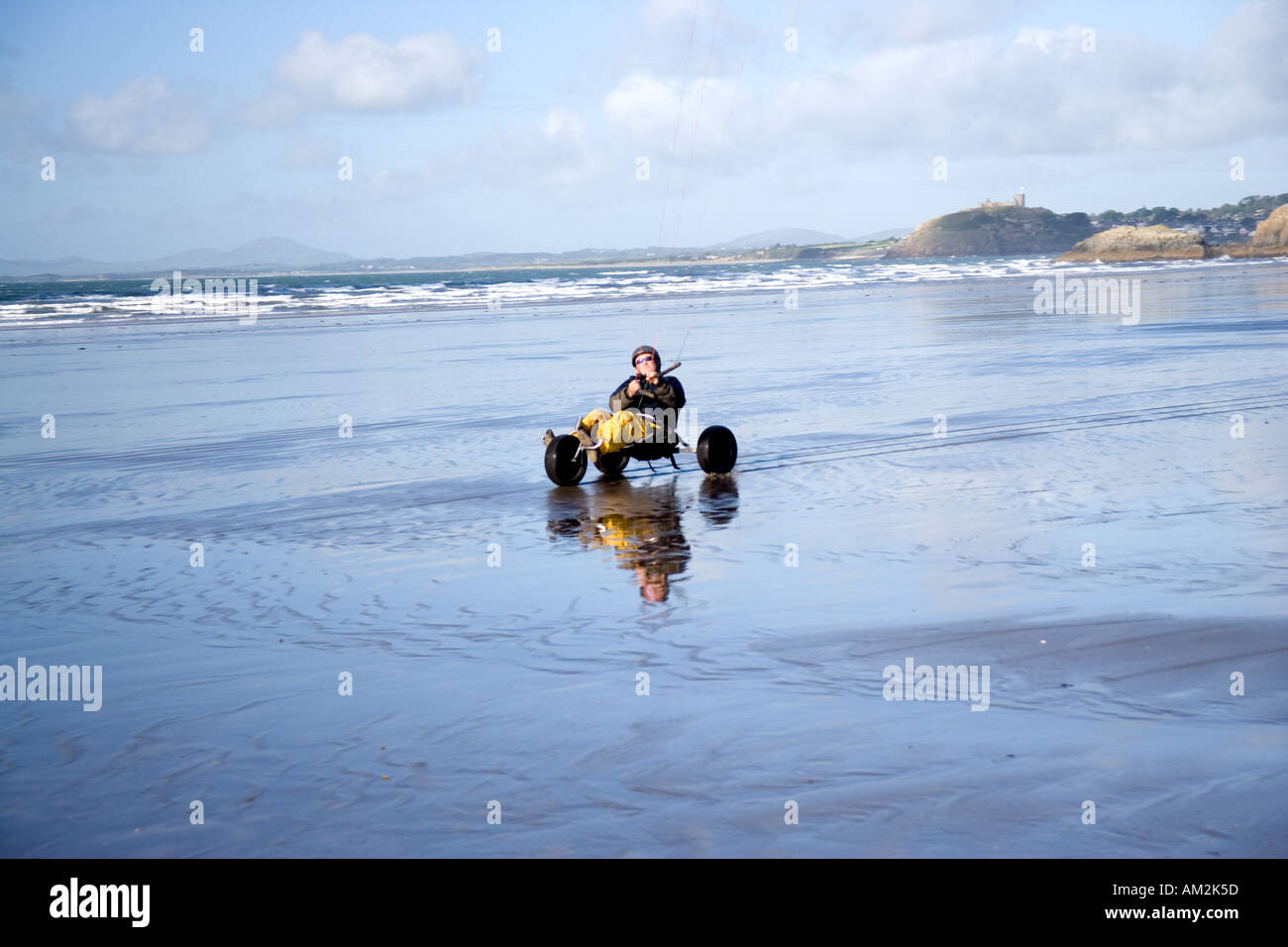 Kite buggies on Black Rock Sands North Wales Stock Photo - Alamy