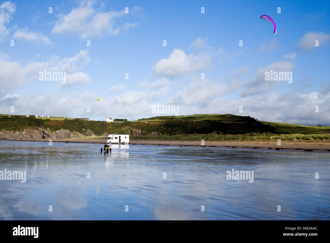 Kite buggy on Black Rock Sands North Wales Stock Photo - Alamy