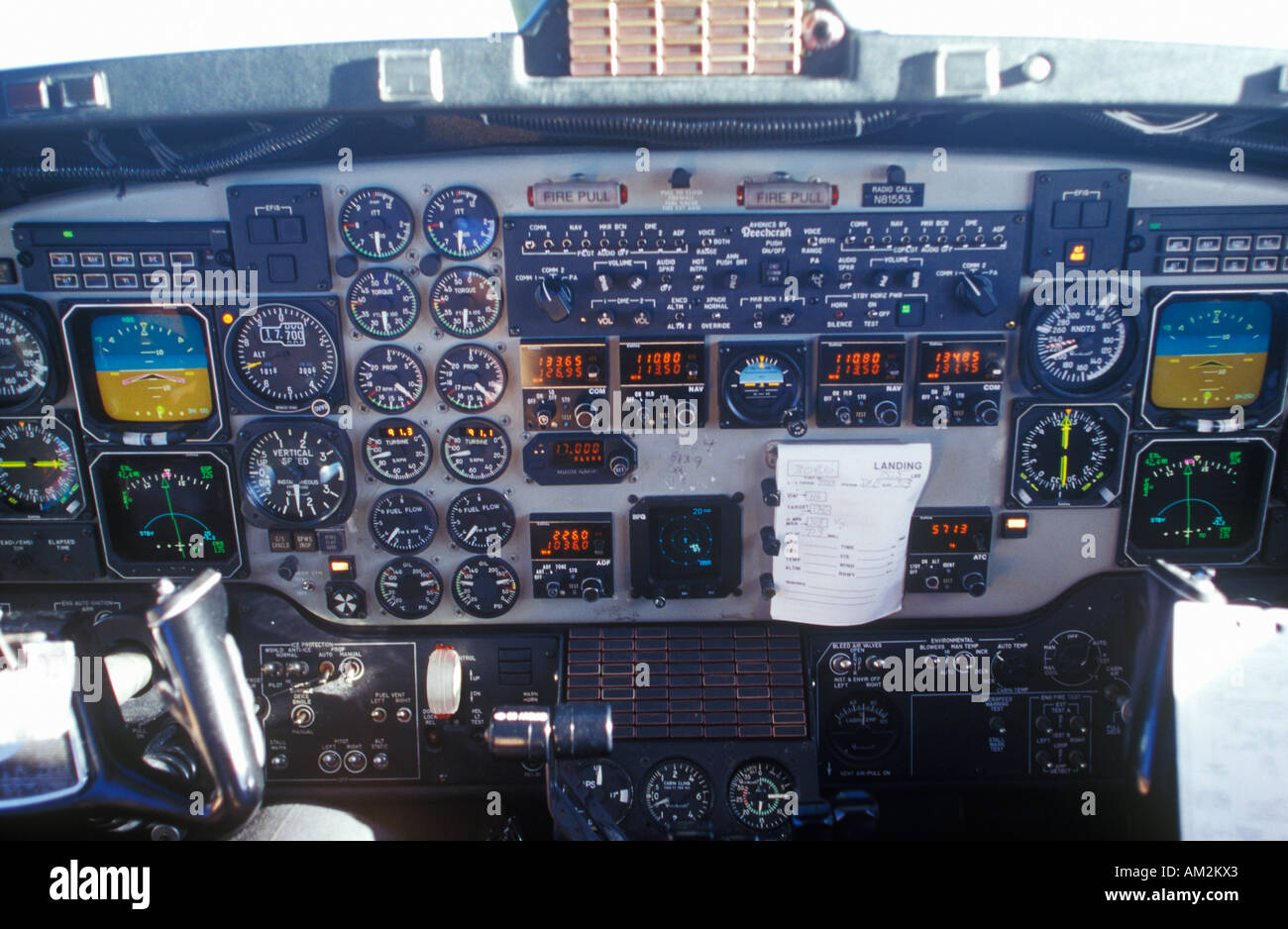 The cockpit and the pilots in a commuter airplane Stock Photo Alamy