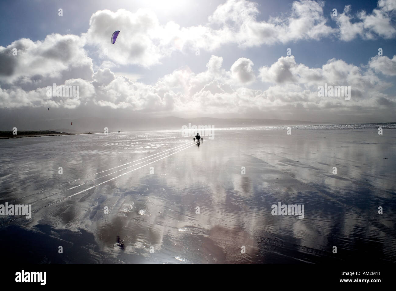 Kite buggy on Black Rock Sands North Wales Stock Photo - Alamy