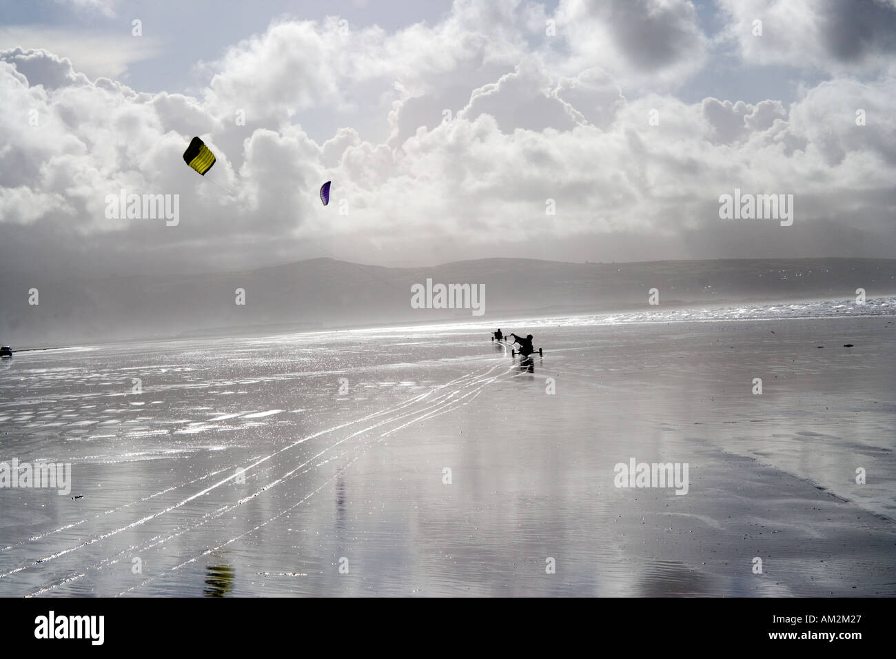 Kite buggy on Black Rock Sands North Wales Stock Photo - Alamy