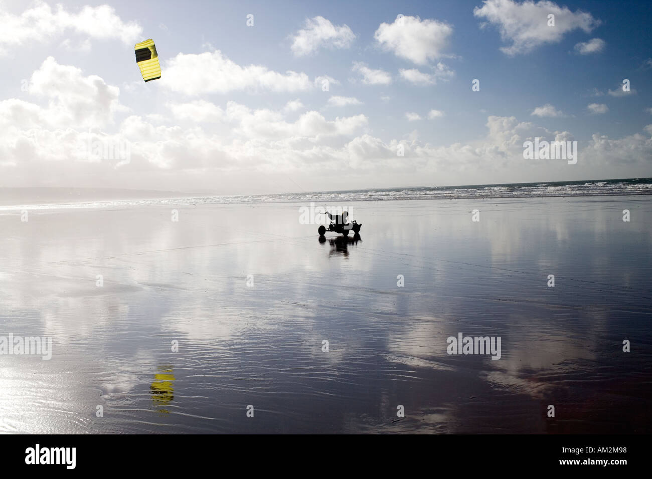 Kite buggy on Black Rock Sands North Wales Stock Photo - Alamy
