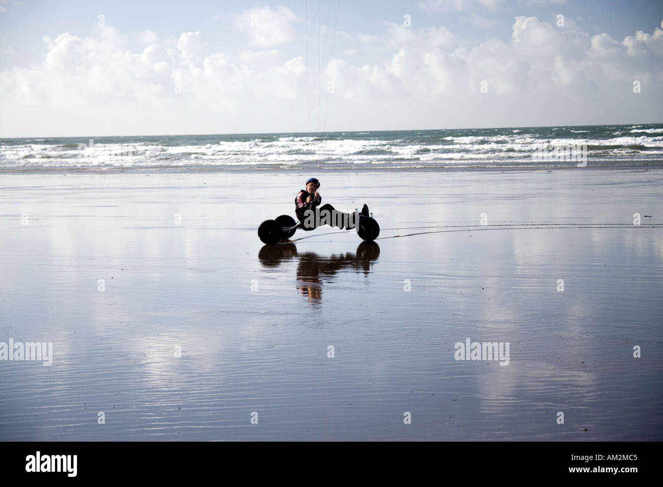 Kite buggies on Black Rock Sands North Wales Stock Photo - Alamy