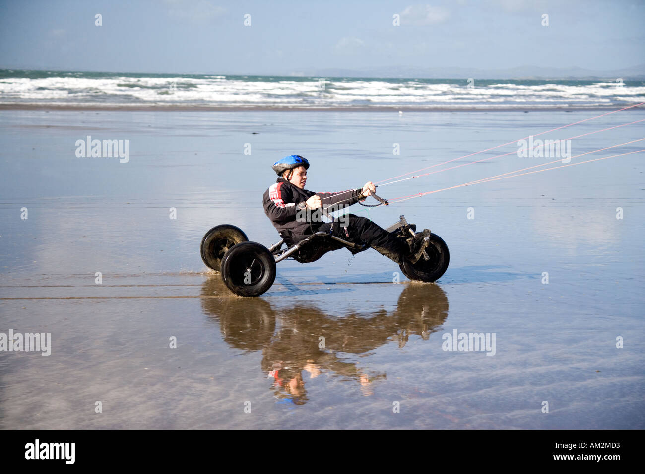 Kite buggies on Black Rock Sands North Wales Stock Photo - Alamy