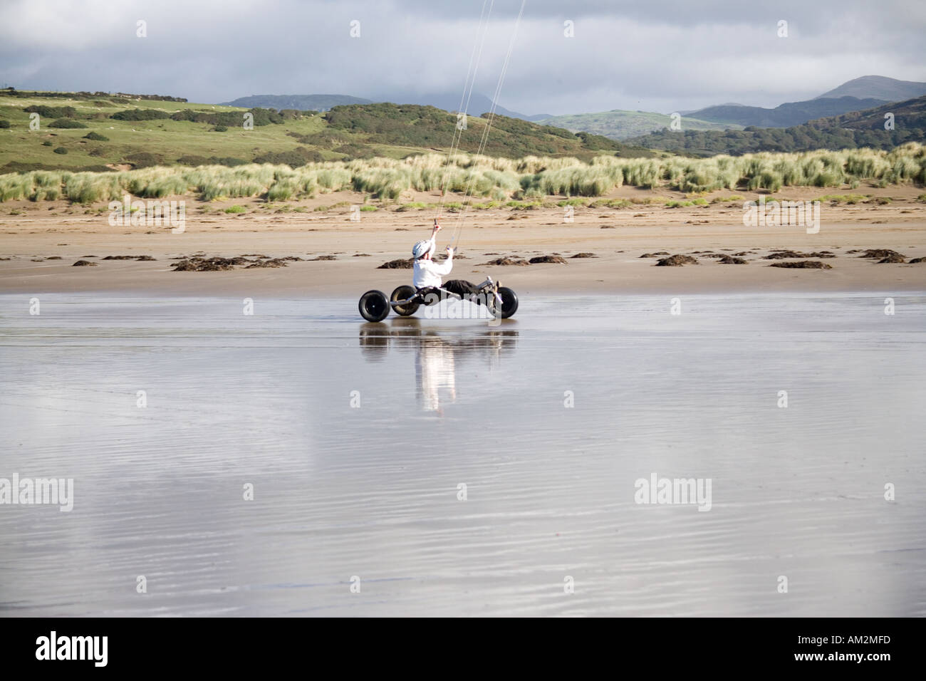 Kite buggies on Black Rock Sands North Wales Stock Photo - Alamy