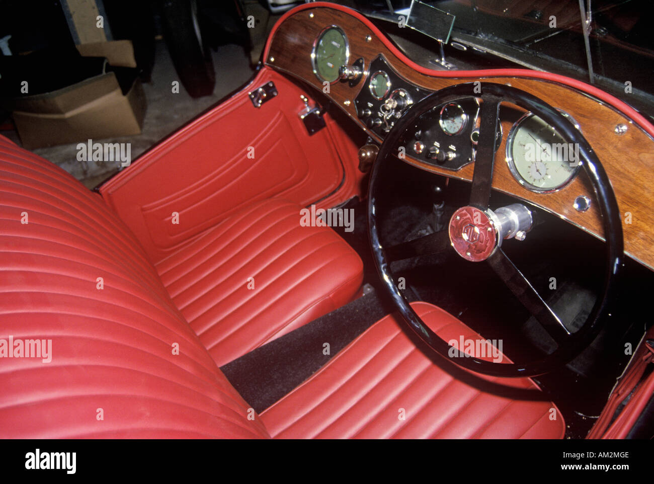 Interior of an MG at the Westminster MG Car Museum in Westminster Vermont Stock Photo