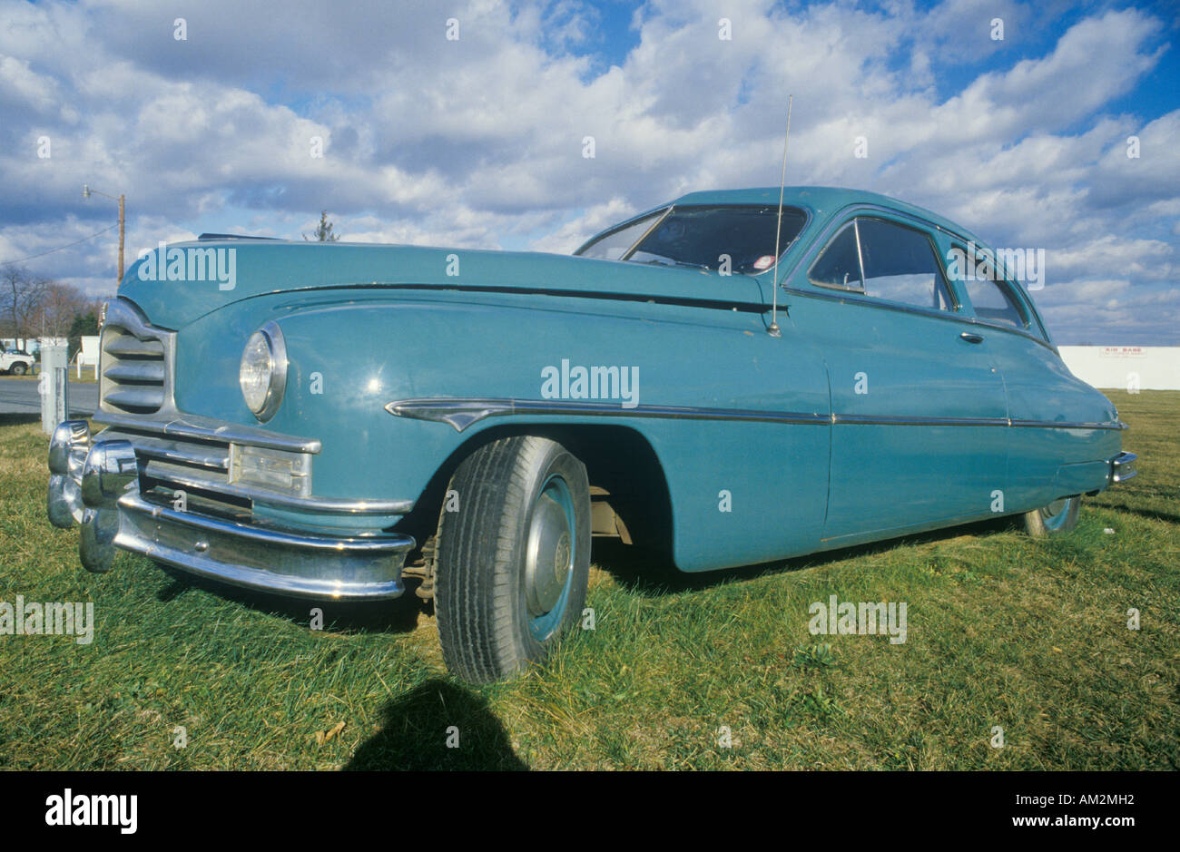 An old light blue car Stock Photo