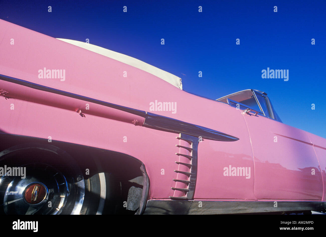 A pink Chevy antique car in Hollywood California Stock Photo