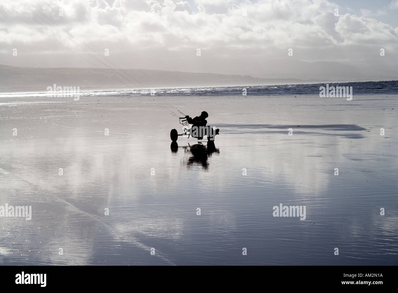Kite buggies on Black Rock Sands North Wales Stock Photo - Alamy