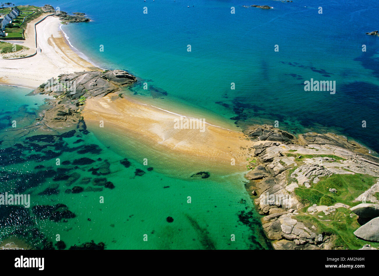 France, Cotes d' Armor, Tregastel, Sainte Anne Bay (aerial view Stock