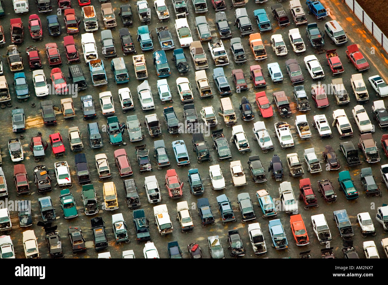 Aerial view of wrecked cars in Charlotte North Carolina Stock Photo Alamy