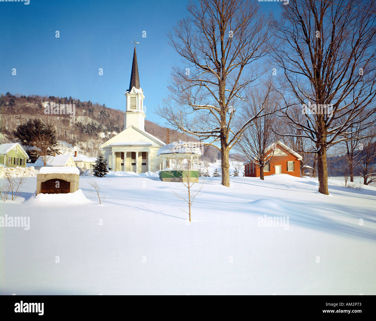 church in Sharon Vermont USA winter Stock Photo Alamy