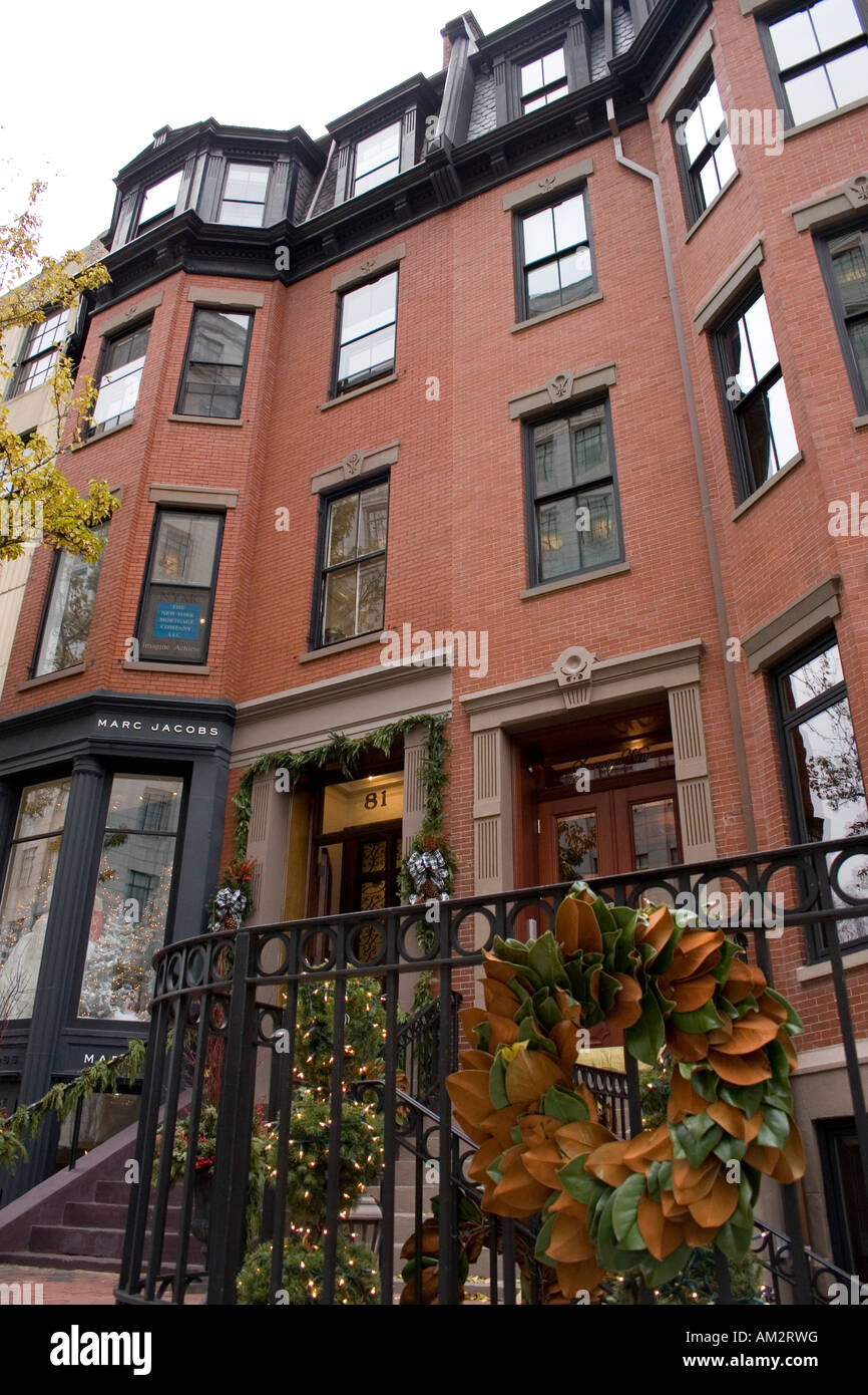 Boston Brownstone House along Commonwealth Avenue in the Back Bay