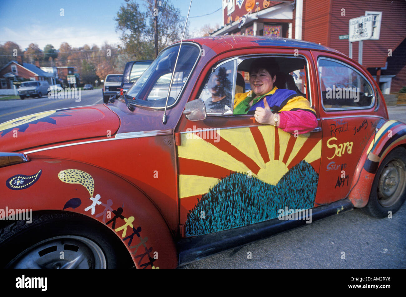 A hippy VW in Williamstown Vermont Stock Photo