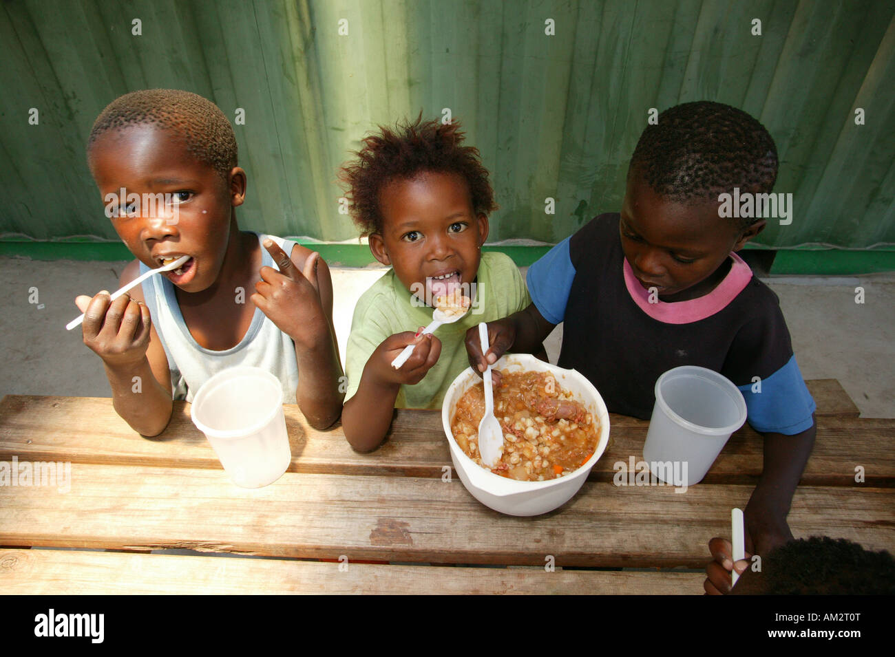 Children eating in a soup kitchen, Cape Town, South Africa Stock Photo Alamy