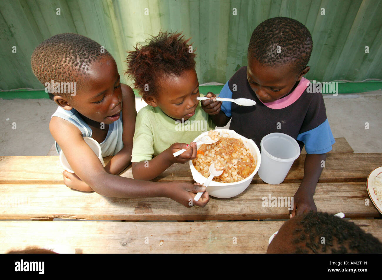 Children eating in a soup kitchen, Cape Town, South Africa Stock Photo Alamy