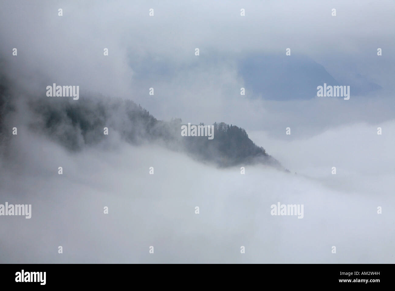 Fog at Rigi, Lucerne, Switzerland Stock Photo