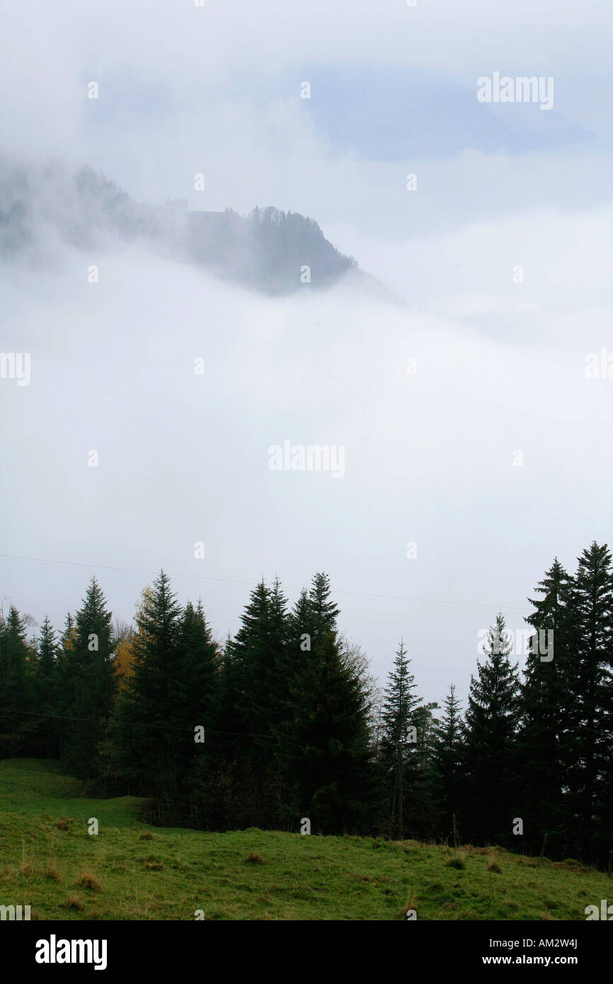 Fog at Rigi, Lucerne, Switzerland Stock Photo