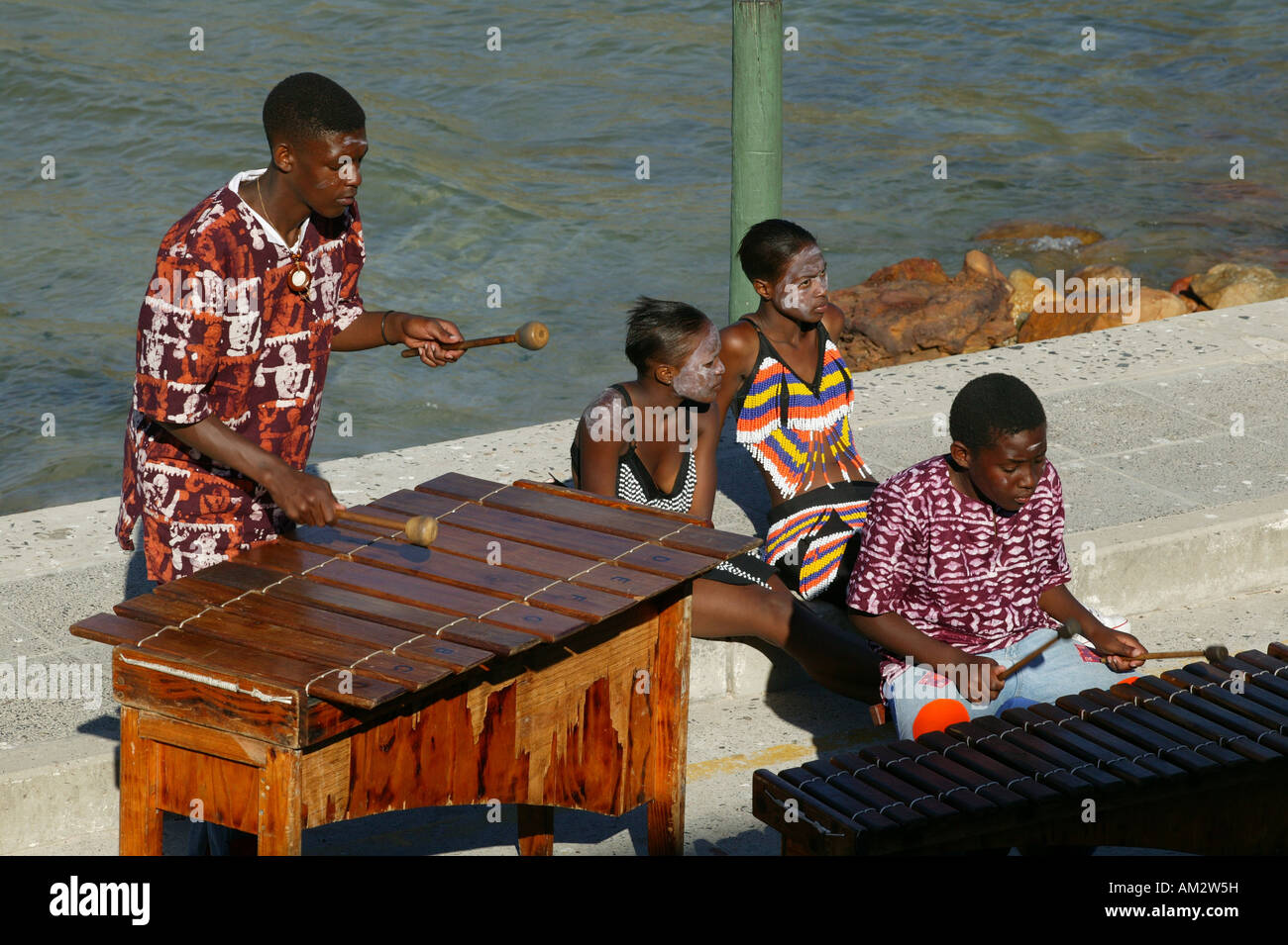 Street musicians, Marimba band, Hout Bay, Cape Town, South Africa Stock Photo