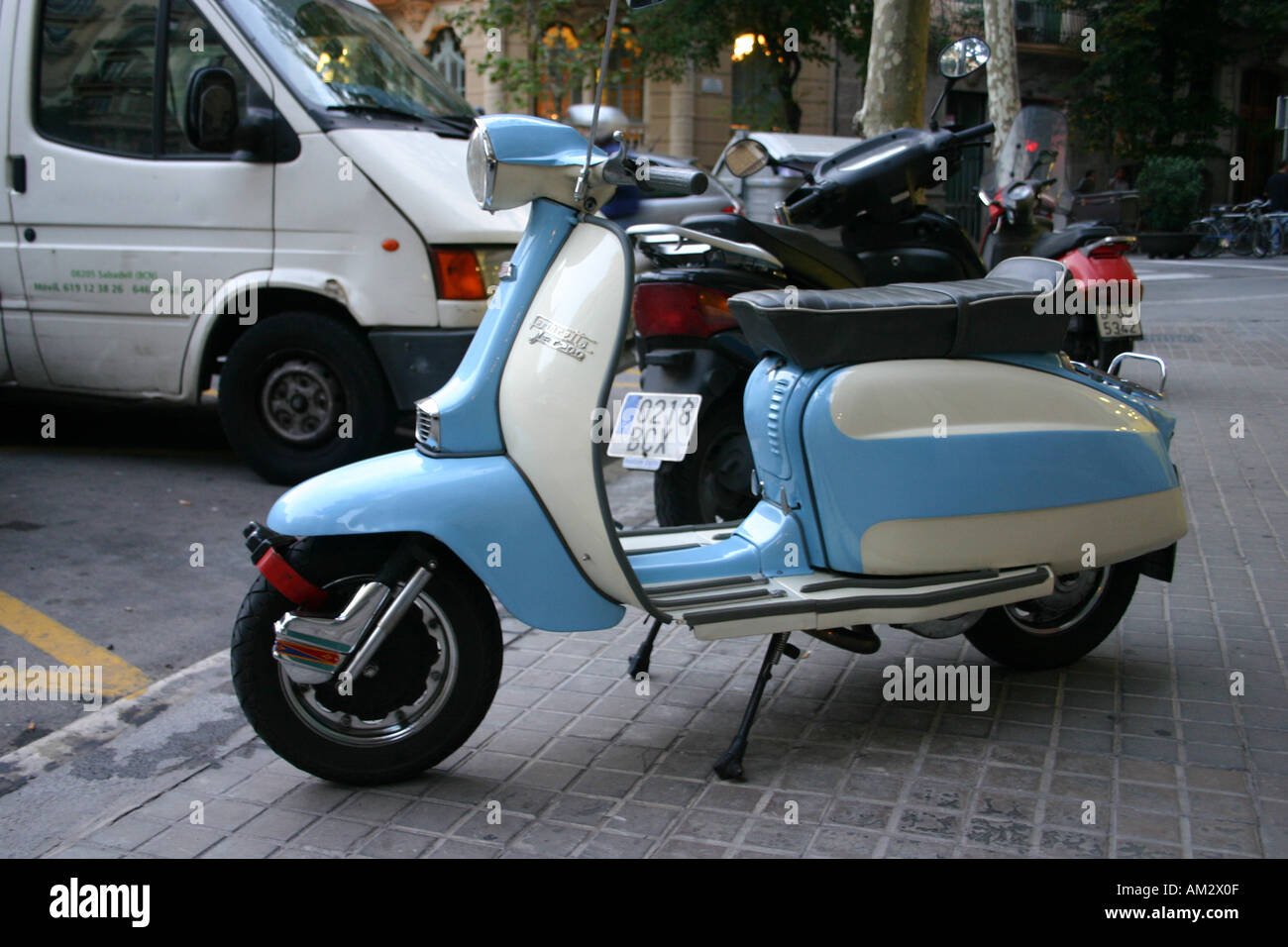 A Lambretta Scooter From The 1960 S In Central Barcelona Spain Stock Photo Alamy