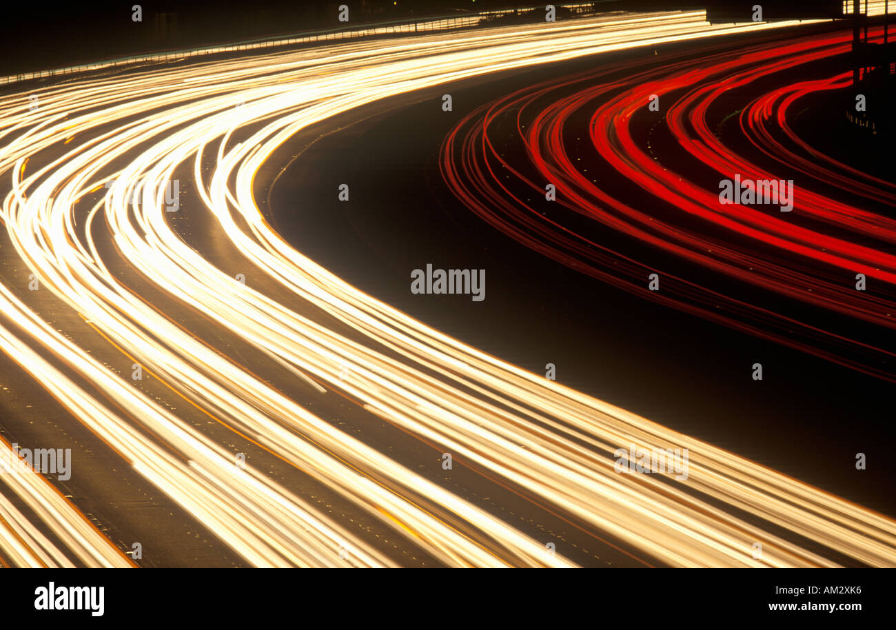 The Hollywood freeway at night in Los Angeles CA Stock Photo - Alamy