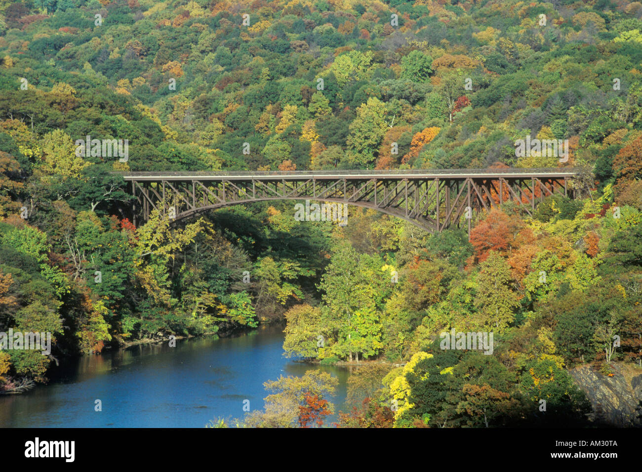 The Bear Mountain Bridge located in Bear Mountain State Park New York spans the Hudson River Stock Photo